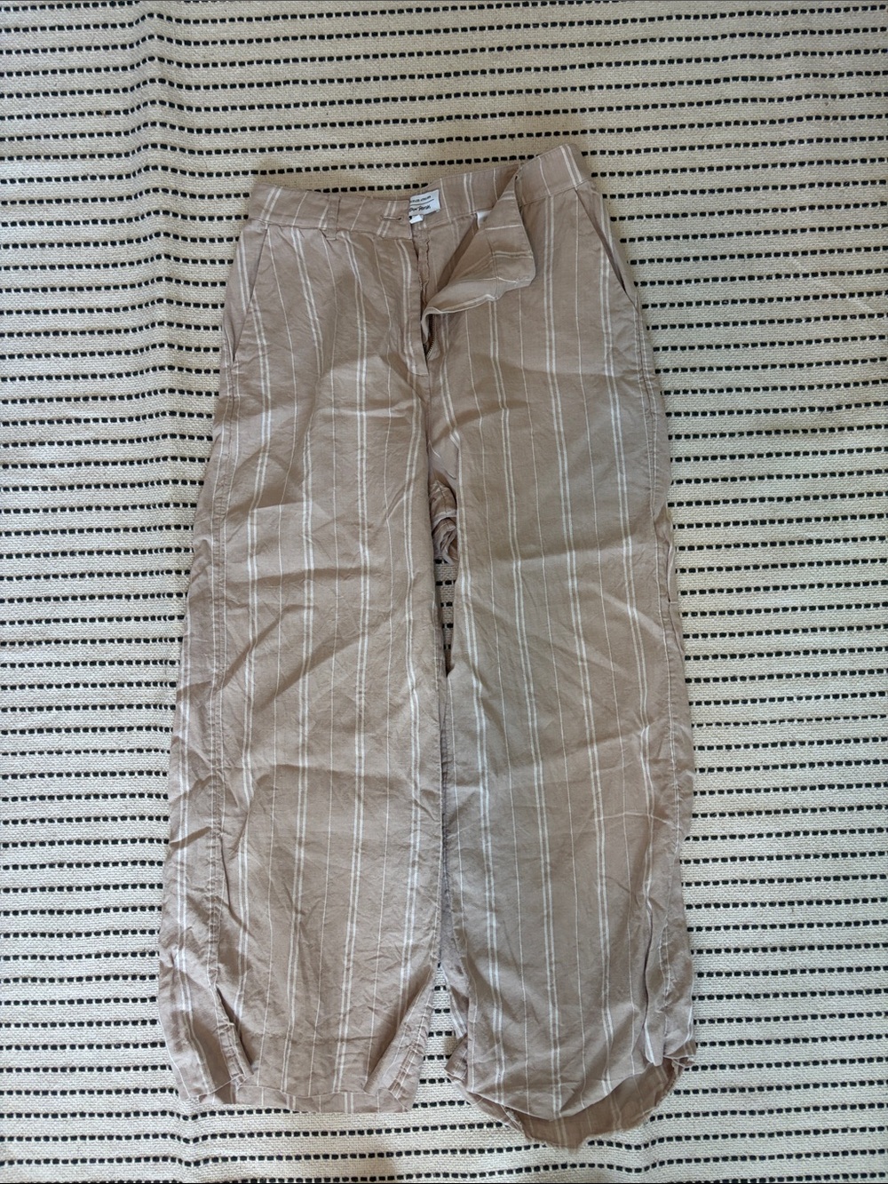 & Other Stories Striped Linen Wide Leg Pants
